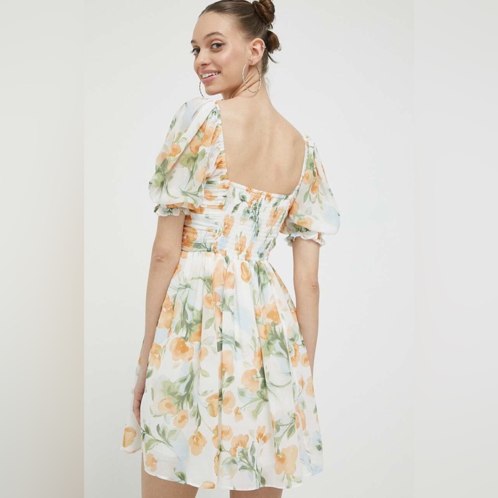 Abercrombie & Fitch Ruched Ruffle Puff Sleeve Mini Dress - Picture 2 of 12